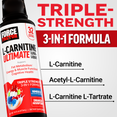 Force Factor L-Carnitine Ultimate bottle highlighting triple-strength 3-in-1 formula with L-Carnitine, Acetyl-L-Carnitine, and L-Carnitine L-Tartrate