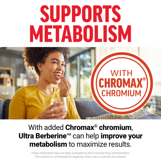 Woman smiling while taking supplement to support metabolism with Chromax