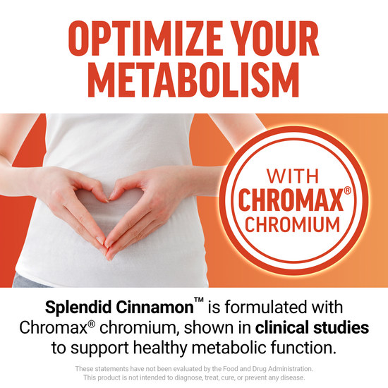 Chromax chromium in Splendid Cinnamon supports metabolism based on clinical research.
