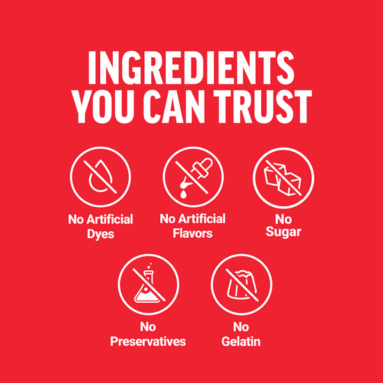 Ingredients you can trust: no artificial dyes, flavors, sugar, preservatives, or gelatin, ensuring clean and quality formulations.