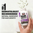 Hand holding Force Factor Hair Growth Accelerator Pro bottle with #1 dermatologist-recommended ingredient callout