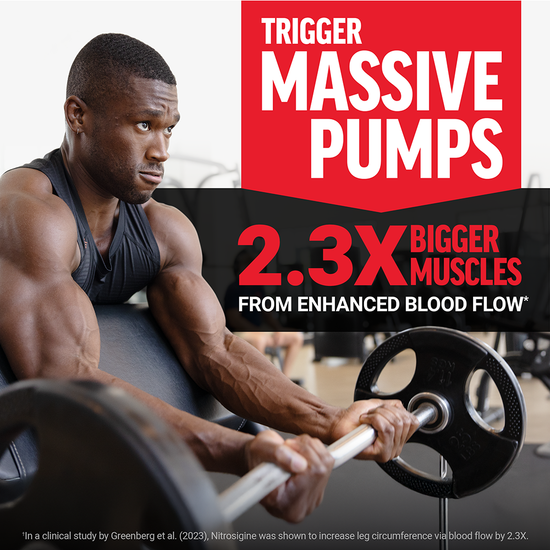 Nitrosigine increases leg circumference by 2.3x via enhanced blood flow.