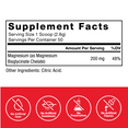 Supplement facts panel for Force Factor Magnesium Glycinate Powder with 200mg magnesium bisglycinate chelate, no artificial dyes, sweeteners, or preservatives