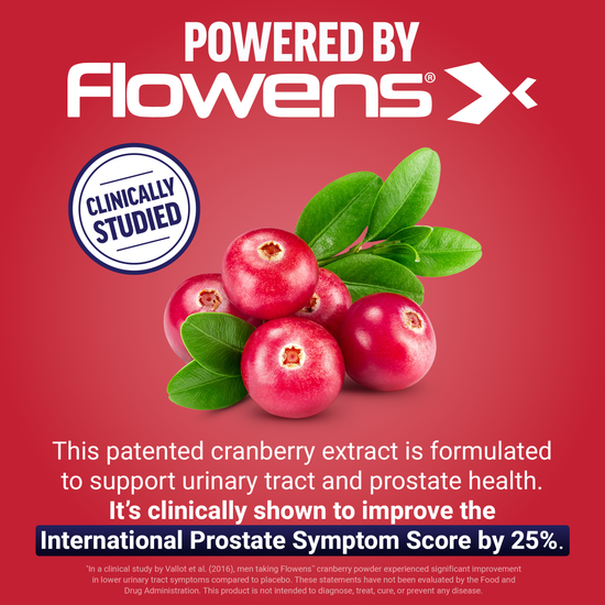 Flowens cranberry extract shown to improve prostate symptoms by 25%, clinically studied and formulated for urinary health