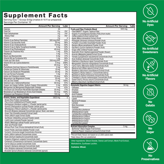 Force Factor Smarter Greens Daily Wellness Powder, Greens Superfood Powder to Support Gut Health, Bloating, & Digestion, with 40+ Superfoods, 125 Million CFUs of Probiotics, Unflavored