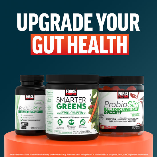 Force Factor ProbioSlim, Smarter Greens, and ProbioSlim Apple Cider Vinegar Gummies for upgrading gut health