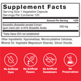 Supplement facts panel for Force Factor Boswellia Extract with 500mg Boswellia serrata standardized to 65% boswellic acids