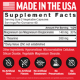 Supplement facts panel for Force Factor Magnesium Glycinate with dosage, ingredient breakdown, and no artificial additives listed.