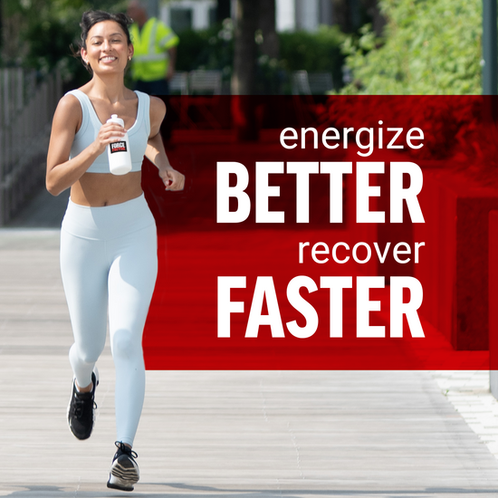 Force Factor supplement lineup with L-Carnitine, Creatine + HMB, CoQ10, and DHEA under text “Daily Essentials for Active Living.”