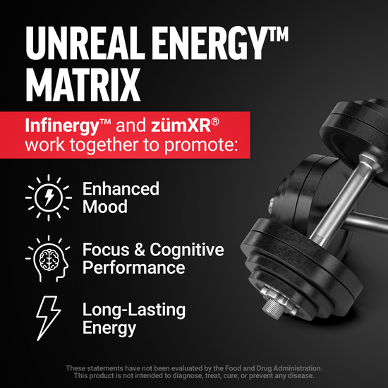 Unreal Energy Matrix enhances mood, focus, cognitive performance, and provides long-lasting energy.