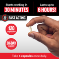 Fast-acting capsules start working in 30 minutes and last up to 6 hours.