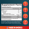 Supplement facts panel showing ingredients per 2 soft chews, with icons for vegetarian, no dyes, no gelatin, and no artificial flavors.