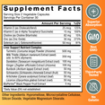 Supplement facts panel for liver support capsules with milk thistle, turmeric, dandelion, non-GMO and third-party tested