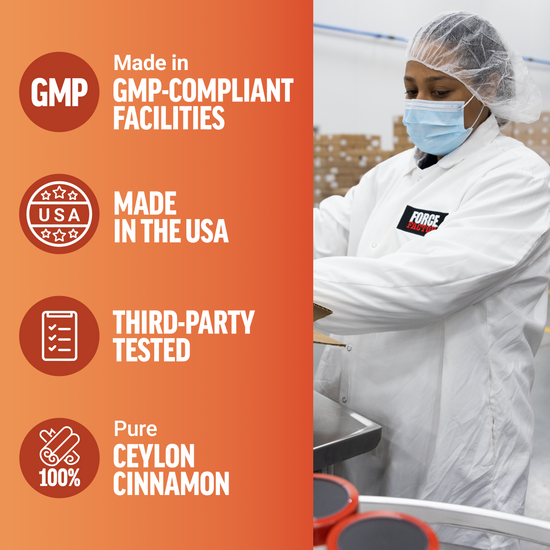 Made in GMP-compliant facilities with 100% pure Ceylon cinnamon and third-party testing for quality.
