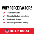Why Force Factor infographic highlighting premium quality, clinically studied ingredients, third-party tested, and made in the USA