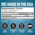 Supplement facts panel for Force Factor NAC, showing 600mg of N-Acetyl-L-Cysteine per serving, made in the USA with no artificial dyes.