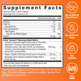Supplement Facts label for Better Turmeric soft chews showing curcumin, ginger, bromelain, and other ingredients.