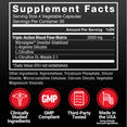 Supplement facts label for a triple-action blood flow matrix containing Nitrosigine®, L-Citrulline, and Citrulline DL-Malate; GMP and USA-made.
