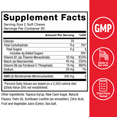 Supplement facts panel showing NMN, vitamins, and minerals with GMP, Made in USA, and third-party tested badges.