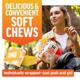 Royal Manuka Honey soft chews shown unwrapped and eaten outdoors, highlighting individually wrapped convenience.