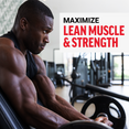 Man training in gym with text “Maximize Lean Muscle & Strength”