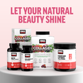 Collagen and supplement products displayed with "Let Your Natural Beauty Shine" text in the background.