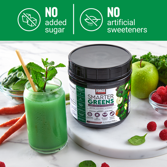 Smarter Greens Digestion Powder has no added sugar or artificial sweeteners
