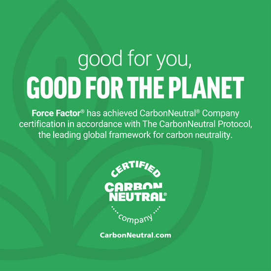 CarbonNeutral® certification announcement with green background and leaf design, promoting environmental responsibility.