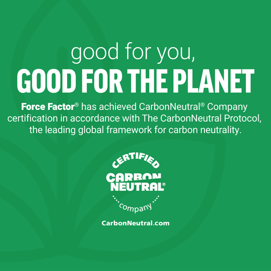 Force Factor CarbonNeutral certification graphic promoting environmental responsibility.