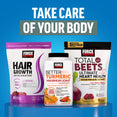 Force Factor Hair Growth Accelerator, Better Turmeric, and Total Beets products for taking care of your body