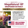 Grapeseed extract graphic promoting MegaNatural-BP for over 2x blood pressure support.