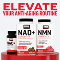 Force Factor anti-aging supplement lineup featuring NAD+ Nutrient Complex, NAD+ Longevity soft chews, and NMN Longevity