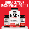 Force Factor NAD+ Longevity soft chews, NAD+ Longevity Nutrient Complex, and NMN 300mg bottles