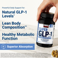 Force Factor Super GLP-1 Extra Strength bottle held by hand, with key benefits listed