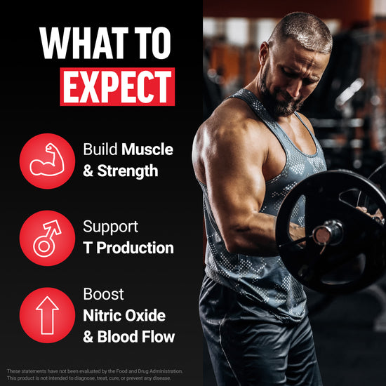 Man lifting weights in gym with three Test X180 Max Gummies benefits: muscle, T production, and nitric oxide