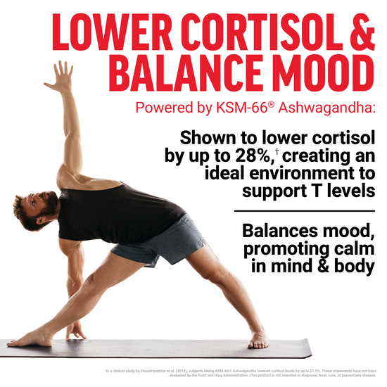 KSM-66 Ashwagandha clinically shown to lower cortisol and promote balanced mood and calm for mind and body.
