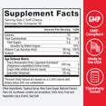 Supplement facts panel listing ingredients, serving size, and GMP, Made in USA, and third-party tested badges.