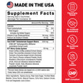 Test X180 Max Gummies supplement facts panel with third-party tested, no artificial sweeteners or dyes, GMP-compliant icons