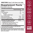 Supplement facts for Total Beets soft chews with beetroot, grape seed extract, and vegan-friendly ingredients.