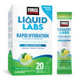 Rapid hydration electrolyte drink mix by Force Factor, featuring a box of 20 lemon-lime flavor packets.