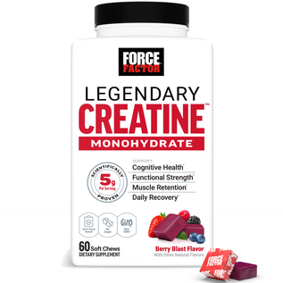 Legendary Creatine soft chews with 5g creatine, supports strength, recovery, and cognitive health, Berry Blast flavor