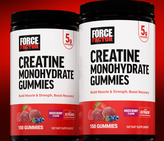 Force Factor Creatine Gummies, Creatine Monohydrate for Muscle Gain, More Strength, and Faster Recovery, Clinically Studied Creatine 5g Dose, Mixed Berry, 30 Servings