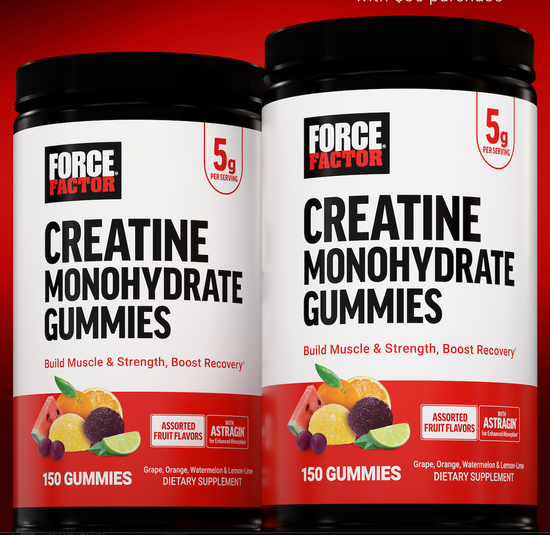 Force Factor Creatine Gummies, Creatine Monohydrate for Muscle Gain, More Strength, and Faster Recovery, Clinically Studied Creatine 5g Dose, Mixed Berry, 30 Servings