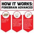 How It Works:  Forebrain Advanced  Take 2 capsules once daily with breakfast. Forebrain Advanced contains a powerful combination of ingredients designed to deliver incredible cognitive benefits. The comprehensive formula works to improve memory, recall, learning, thinking, mental energy, sharpness, focus, and concentration.