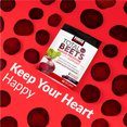 Total Beets supplement package on a red background with beets, alongside the text "Keep Your Heart Happy."