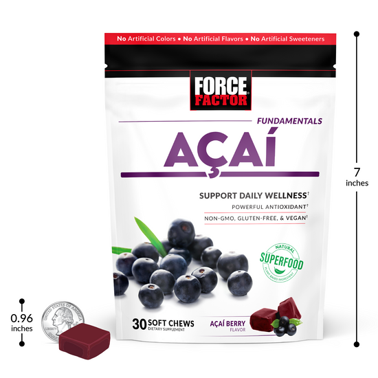 Açaí Soft Chews, 30 Soft Chews, Size Comparison