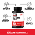 Force Factor Sea Moss Complex 2100mg bottle with benefits boosting immunity, heart health, digestion, and high-potency formula with burdock and bladderwrack
