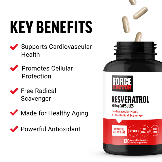 Force Factor Resveratrol 200mg – Trans-Resveratrol Supplement, 120 Veggie Capsules (Heart Health)