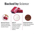 Backed by Science. Beetroot Extract: Powerful superfood delivering the healthy benefits of beets. NO3-T®: Patented combination of beetroot nitrates and amino acids to improve oxygen delivery. Grapeseed Extract: Packed with antioxidants for daily defense.