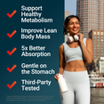 Woman in workout gear holding water bottle, benefits of Force Factor listed beside her